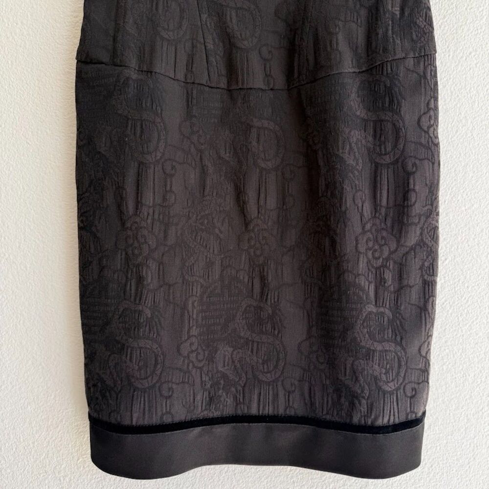 Vintage 90s Guess Jeans Dragon Jacquard Corset Satin & Velvet Dress in Black XS - Picture 6 of 14